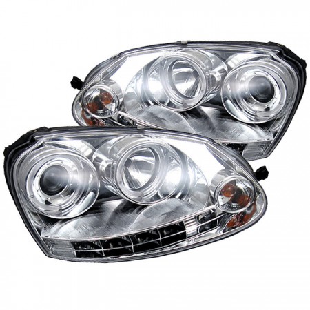 Ксеноновые фары Spyder Auto для Volkswagen GTI 06-09 / Jetta 06-09 / Rabbit 06-09, LED Halo - DRL - Chrome